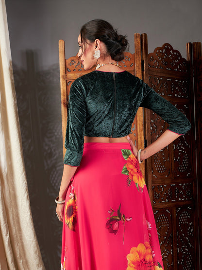 Emerald Green Velvet Crop Top-Shae by SASSAFRAS