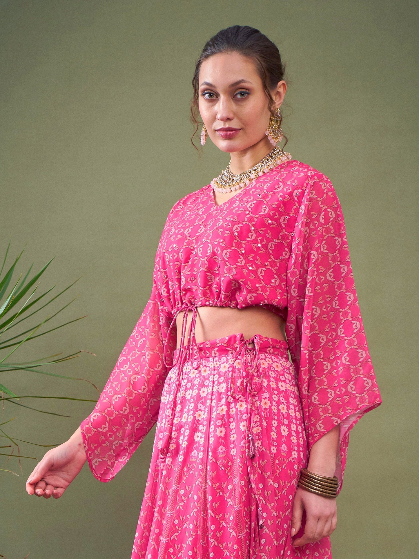 Pink Floral Crop Top