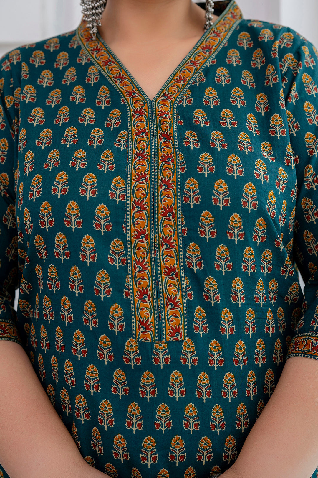 Plus Size Green Printed Straight kurta