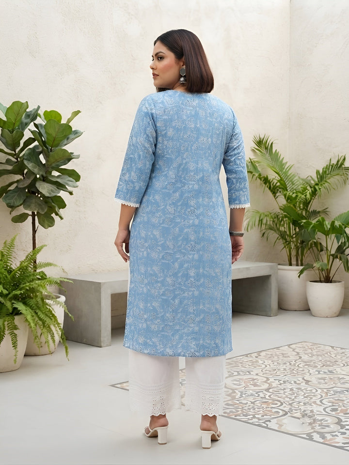 Plus Size Printed Straight Kurta