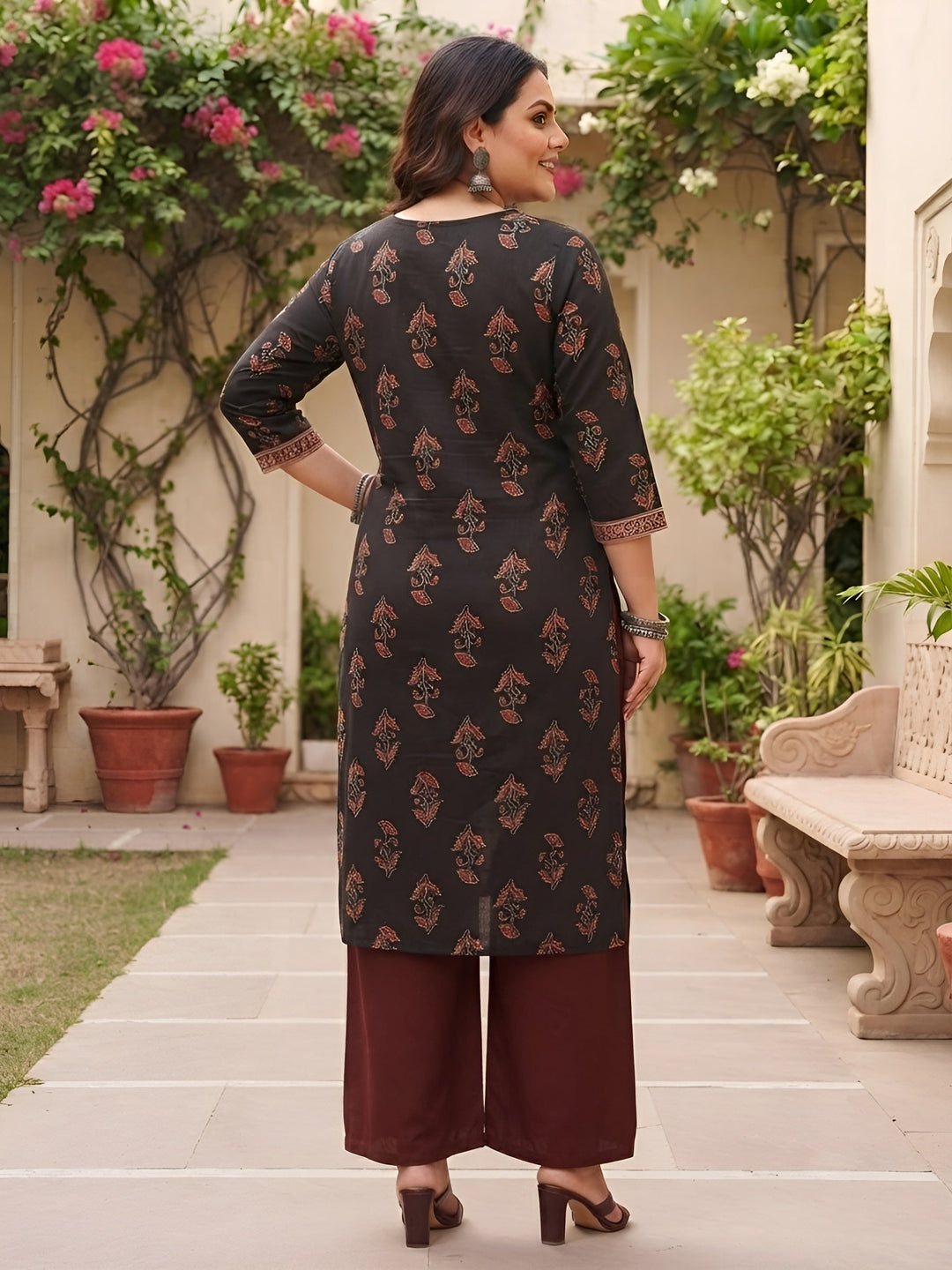Plus Size Printed Straight Kurta