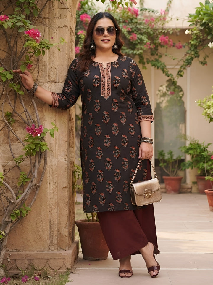 Plus Size Printed Straight Kurta