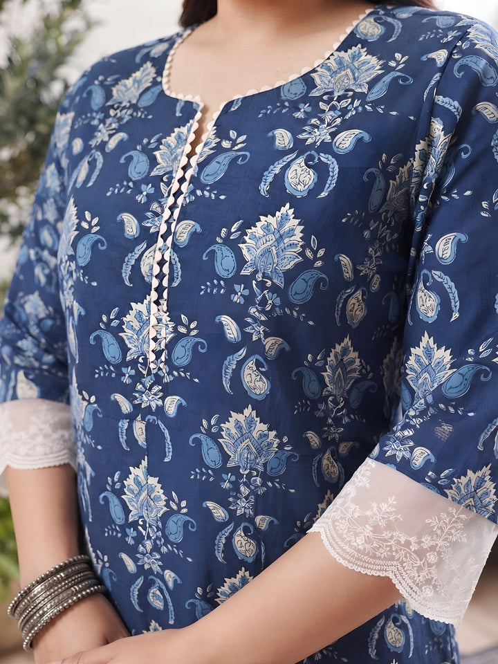 Plus Size Printed Straight Kurta