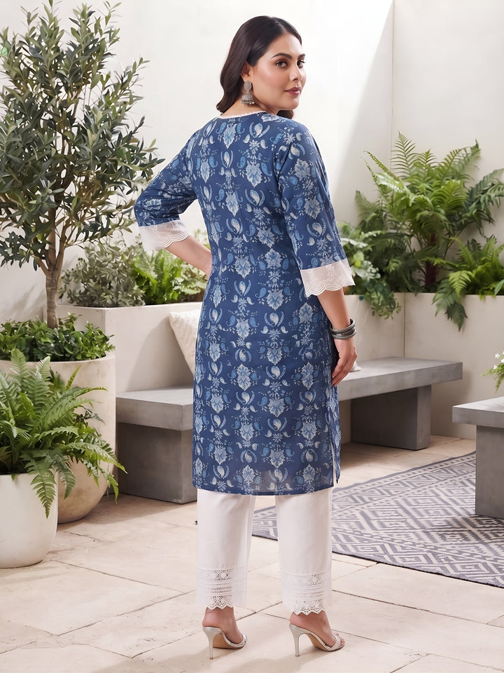 Plus Size Printed Straight Kurta