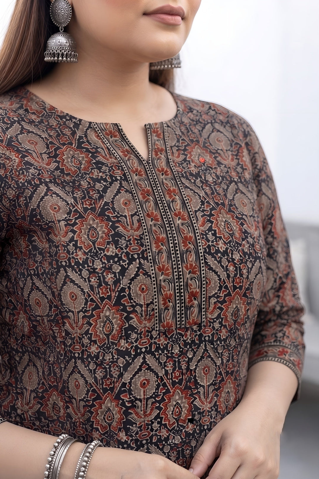 Plus Size Printed Straight Kurta