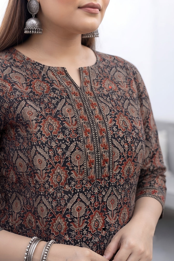 Plus Size Printed Straight Kurta