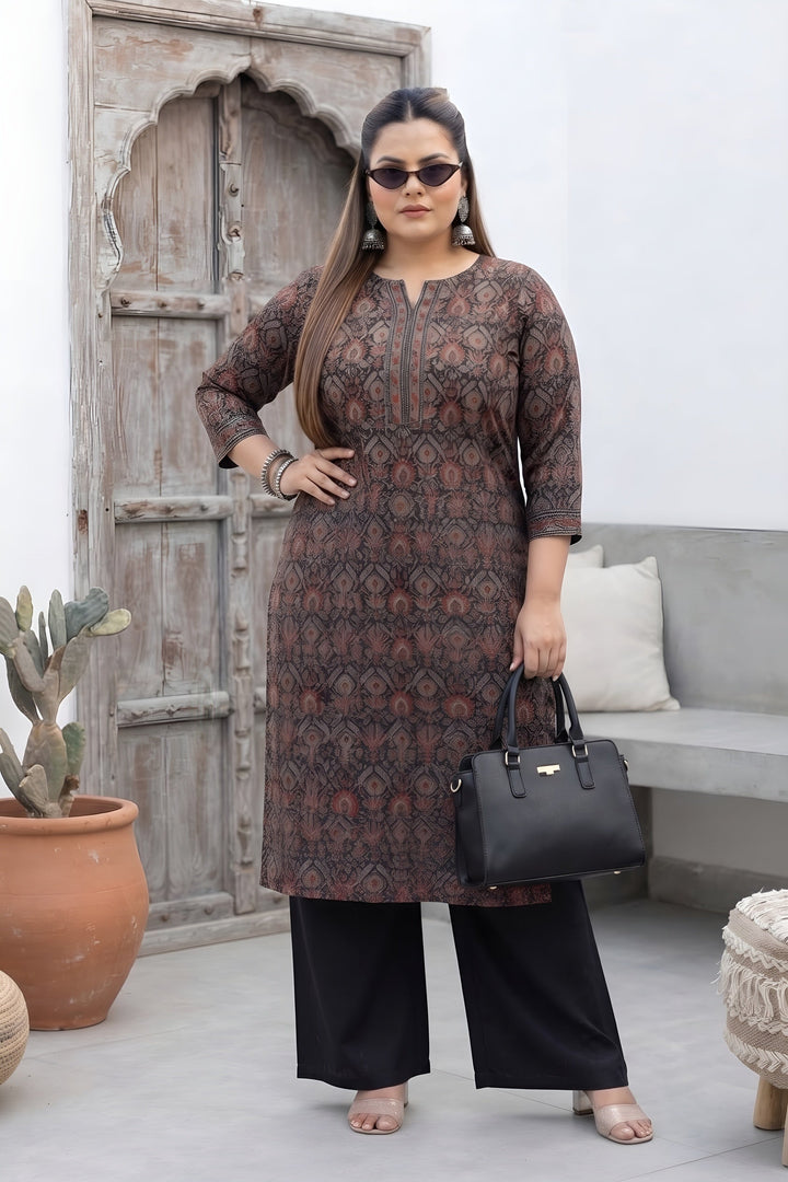 Plus Size Printed Straight Kurta