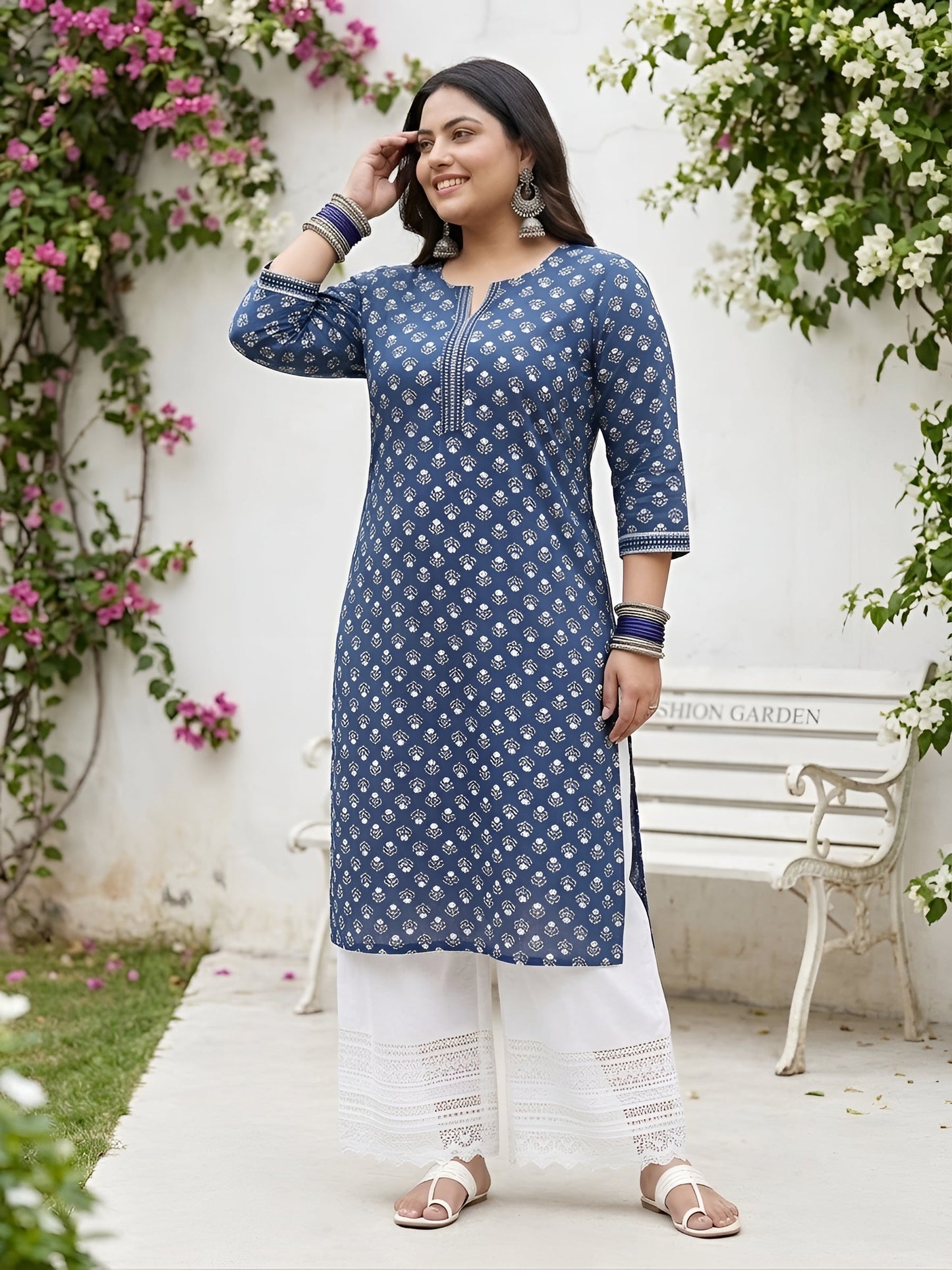 Plus Size Printed Straight kurta