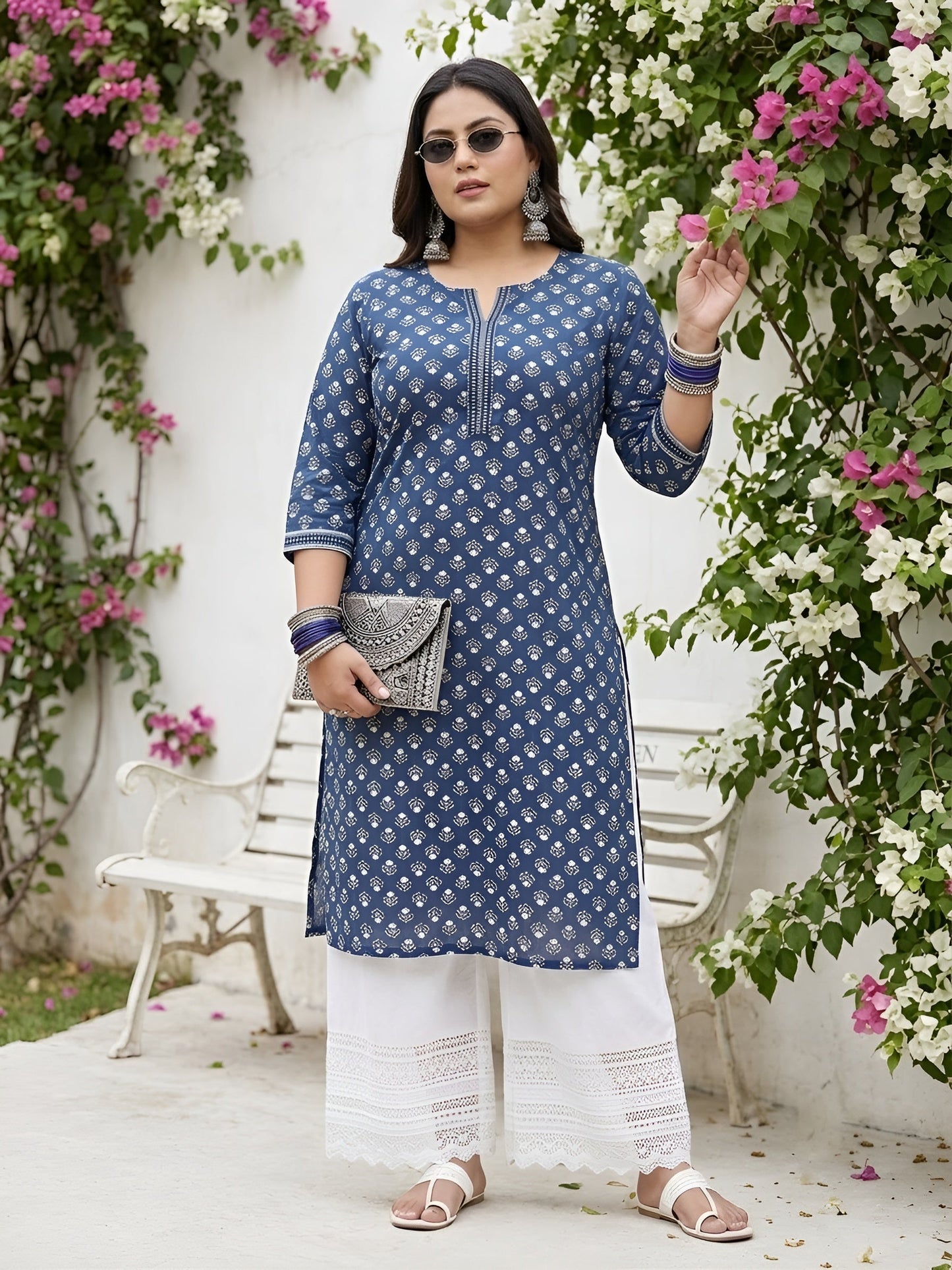 Plus Size Printed Straight kurta