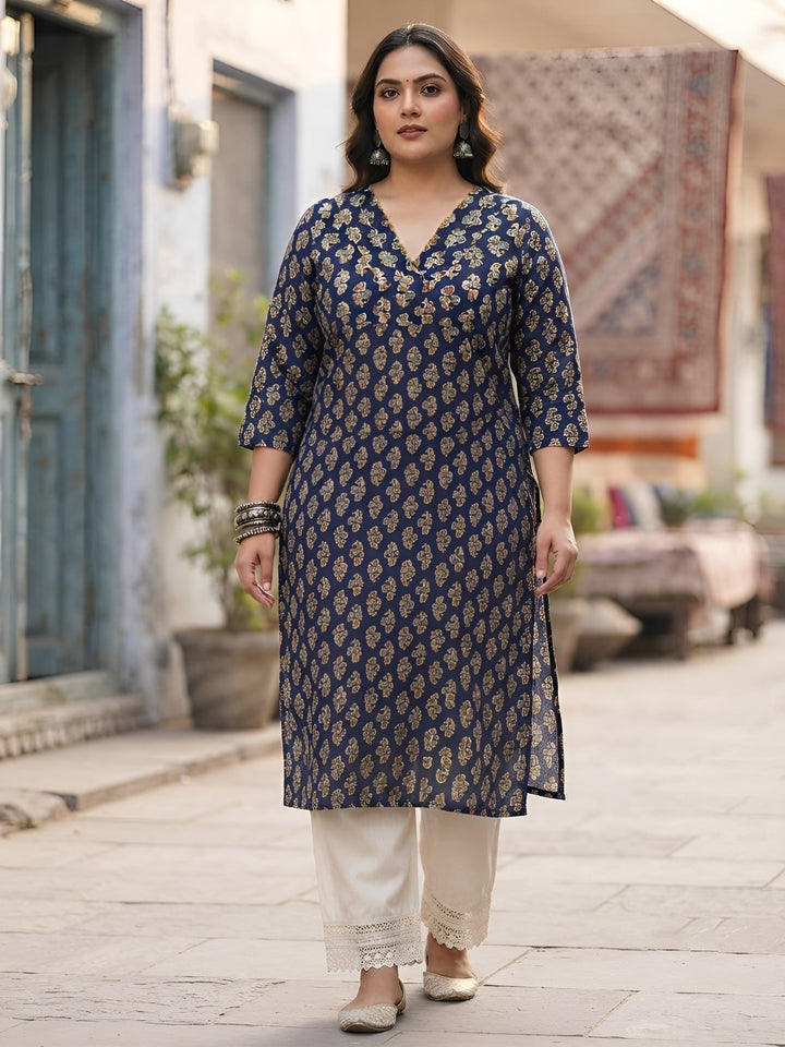 Plus Size Printed Straight kurta