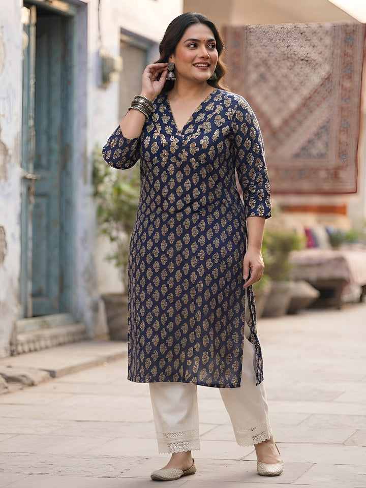 Plus Size Printed Straight kurta