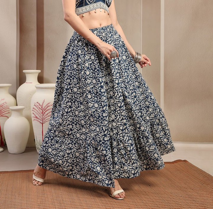 Ethnic Printed Tiered Cotton Skirt