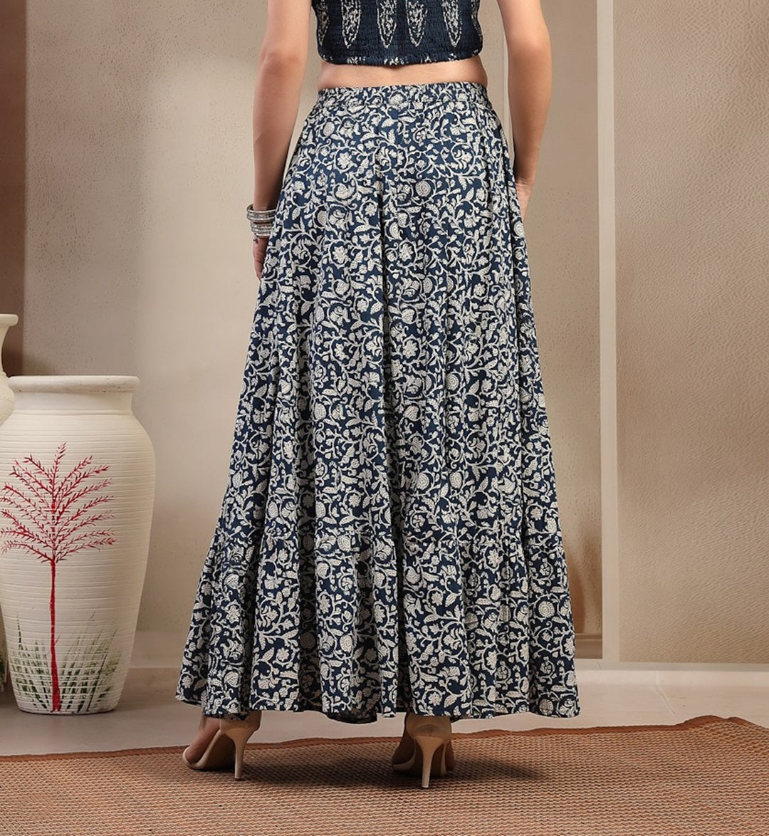 Ethnic Printed Tiered Cotton Skirt