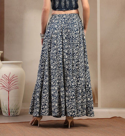 Ethnic Printed Tiered Cotton Skirt