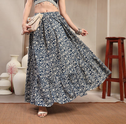 Ethnic Printed Tiered Cotton Skirt