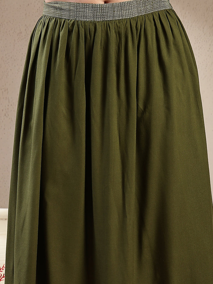 Animal &amp; Floral Printed Tiered Rayon Skirt