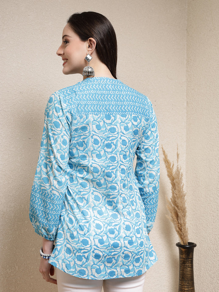 Floral Printed Cotton Empire Top