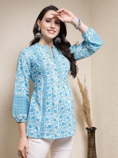 Floral Printed Cotton Empire Top