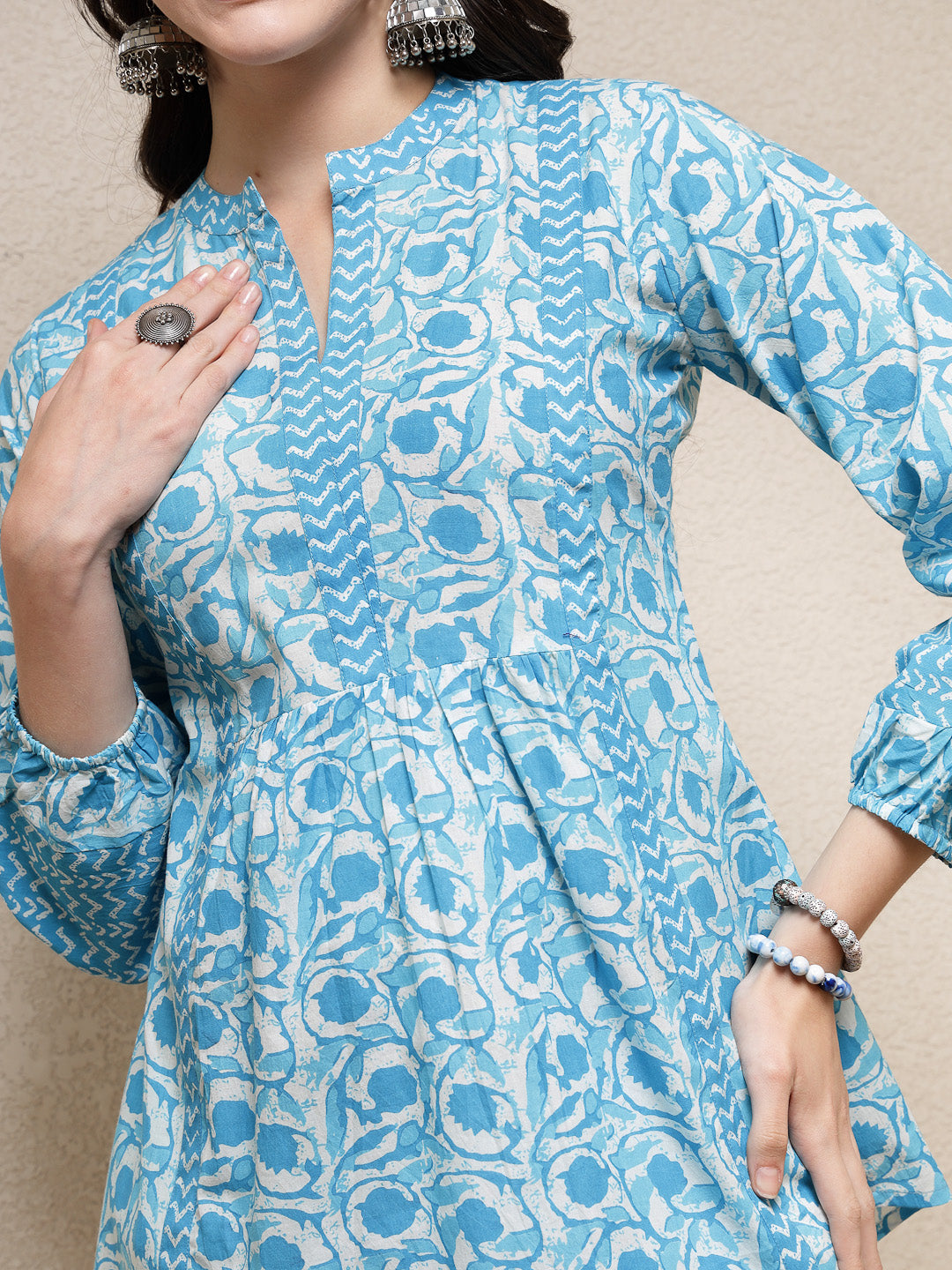 Floral Printed Cotton Empire Top