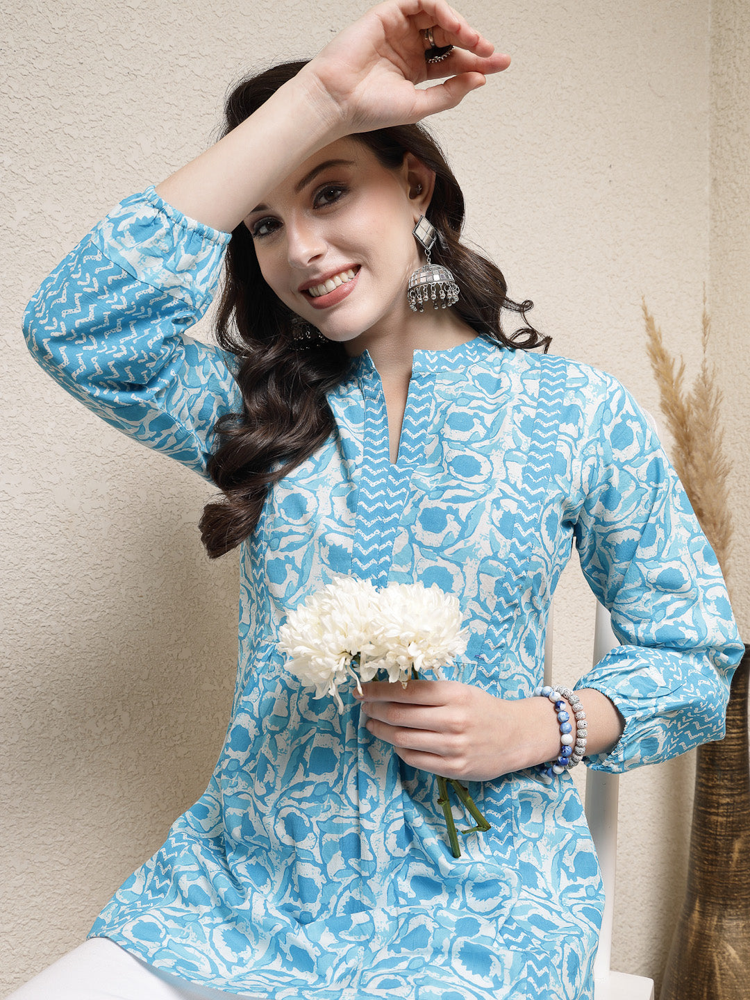 Floral Printed Cotton Empire Top
