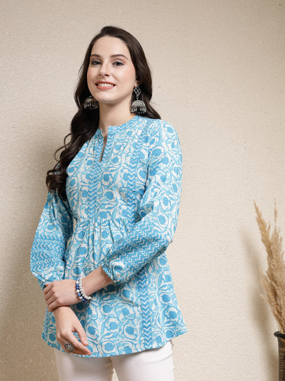 Floral Printed Cotton Empire Top (Pre-Order)