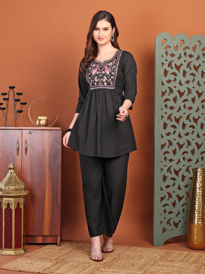 Black Embellied Co-Ord Sets For Women