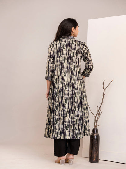 Black Anarkali Printed Anarkali Kurta With Pant And Dupatta