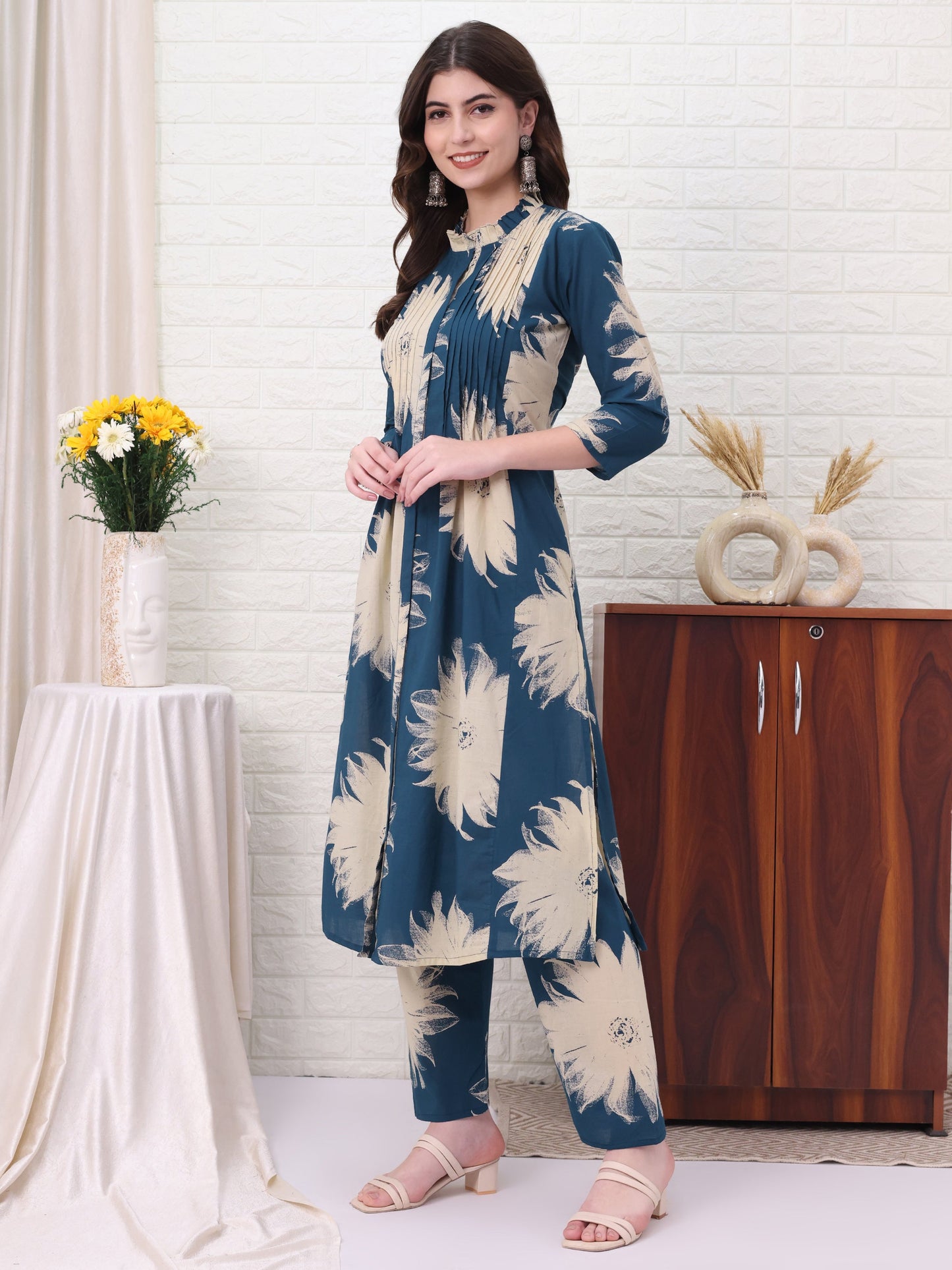 Multi Pure Cotton Embellished Co-ords Set