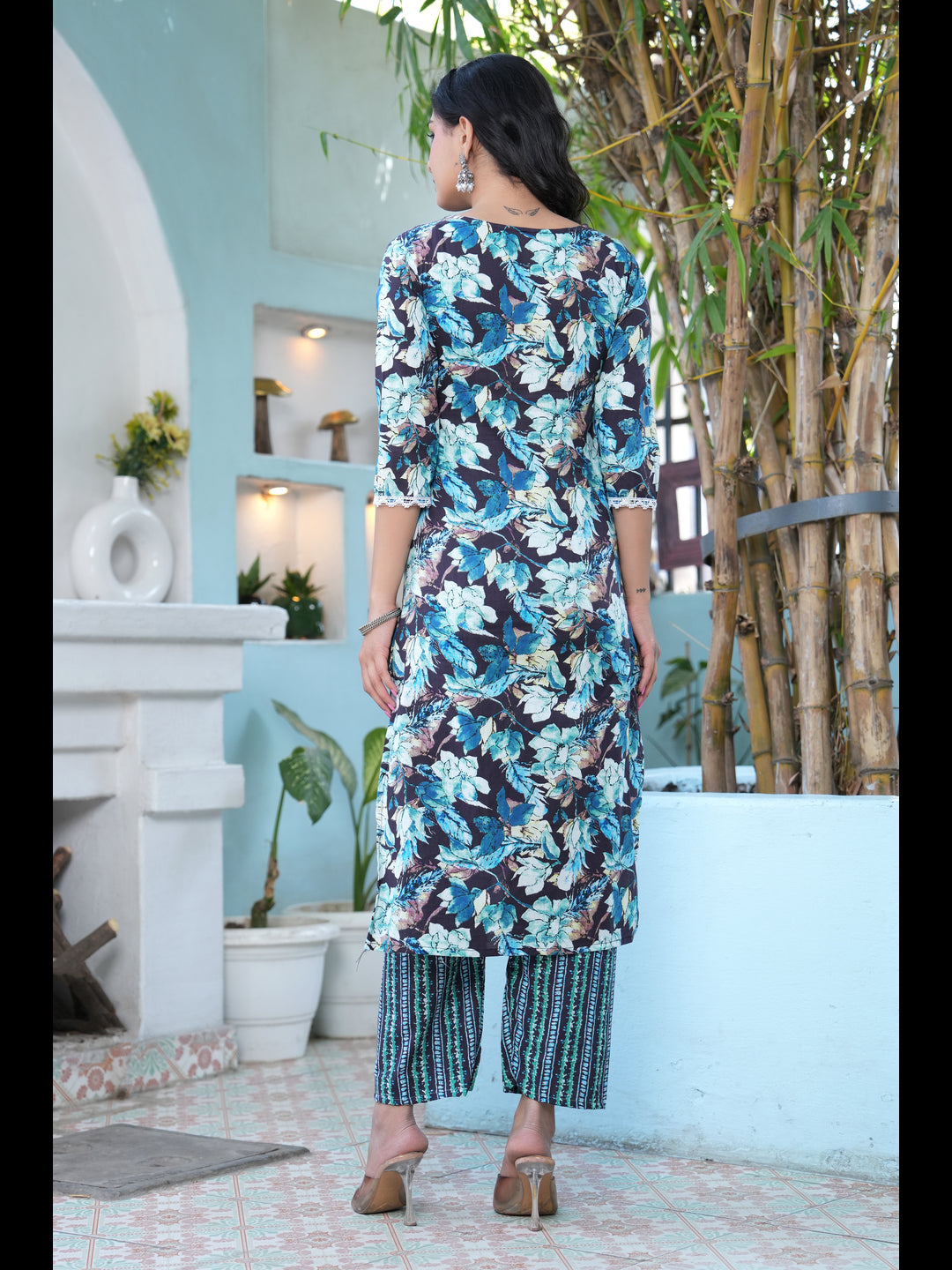 Black Printed Straight Pure Cotton Kurta With Pant And Dupatta