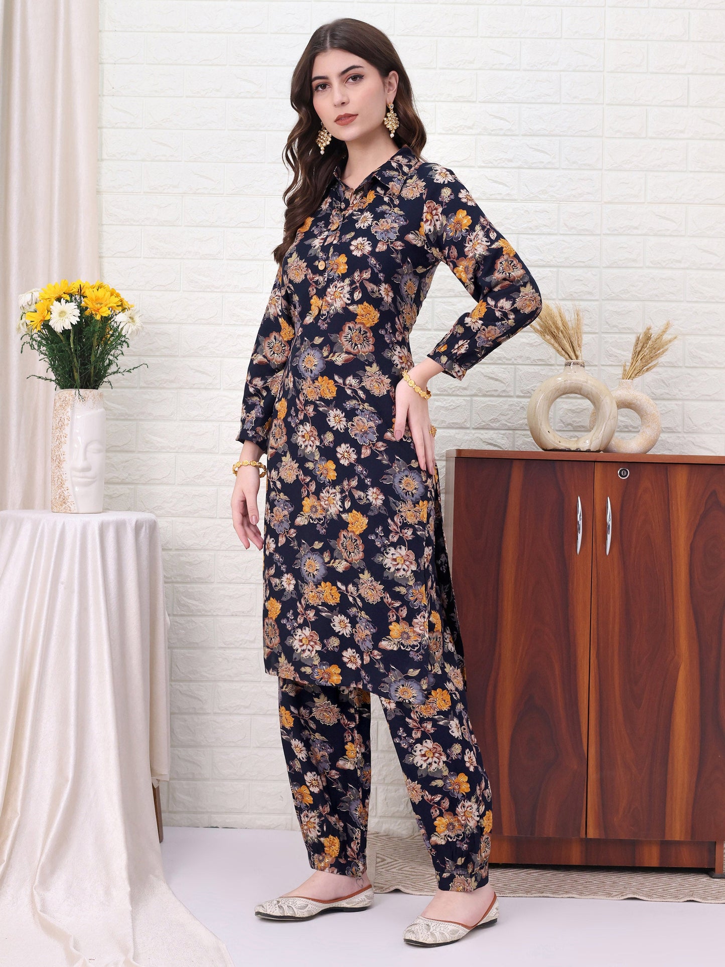 Multi Viscose Rayon Embellished Co-ords Set