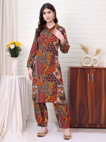 Multi Viscose Rayon Embellished Co-ords Set