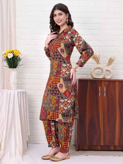 Multi Viscose Rayon Embellished Co-ords Set