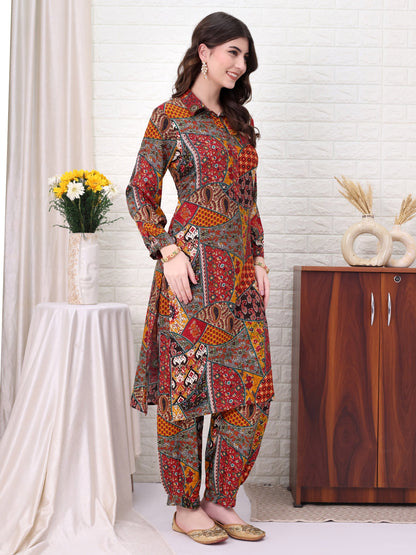 Multi Viscose Rayon Embellished Co-ords Set