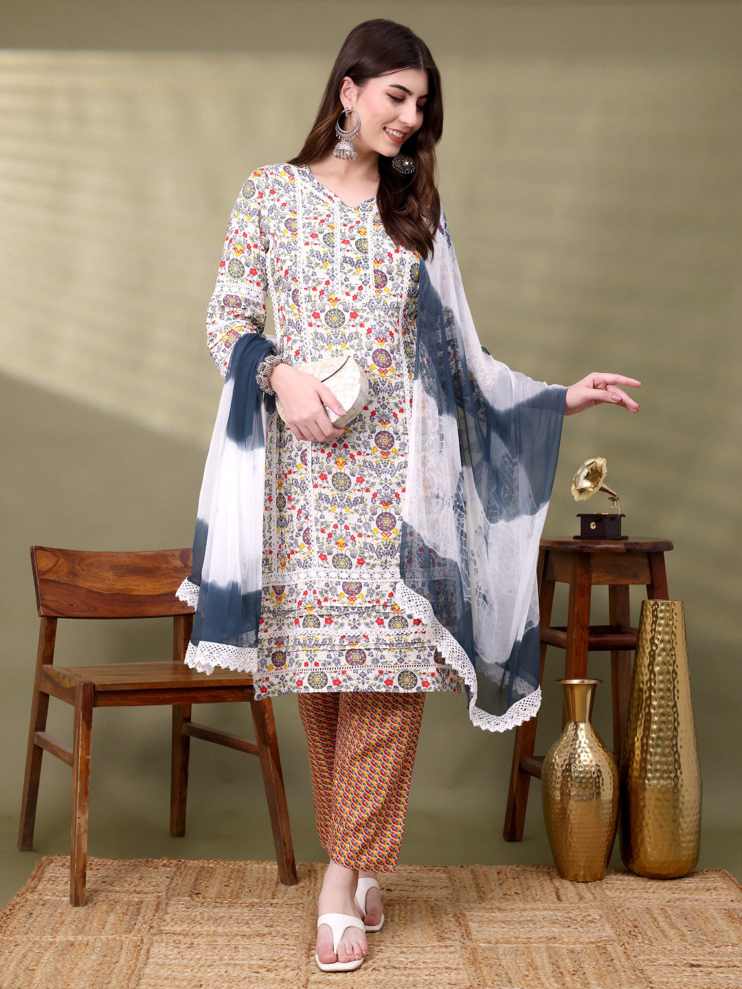Multi Rayon Self Design Kurta Sets