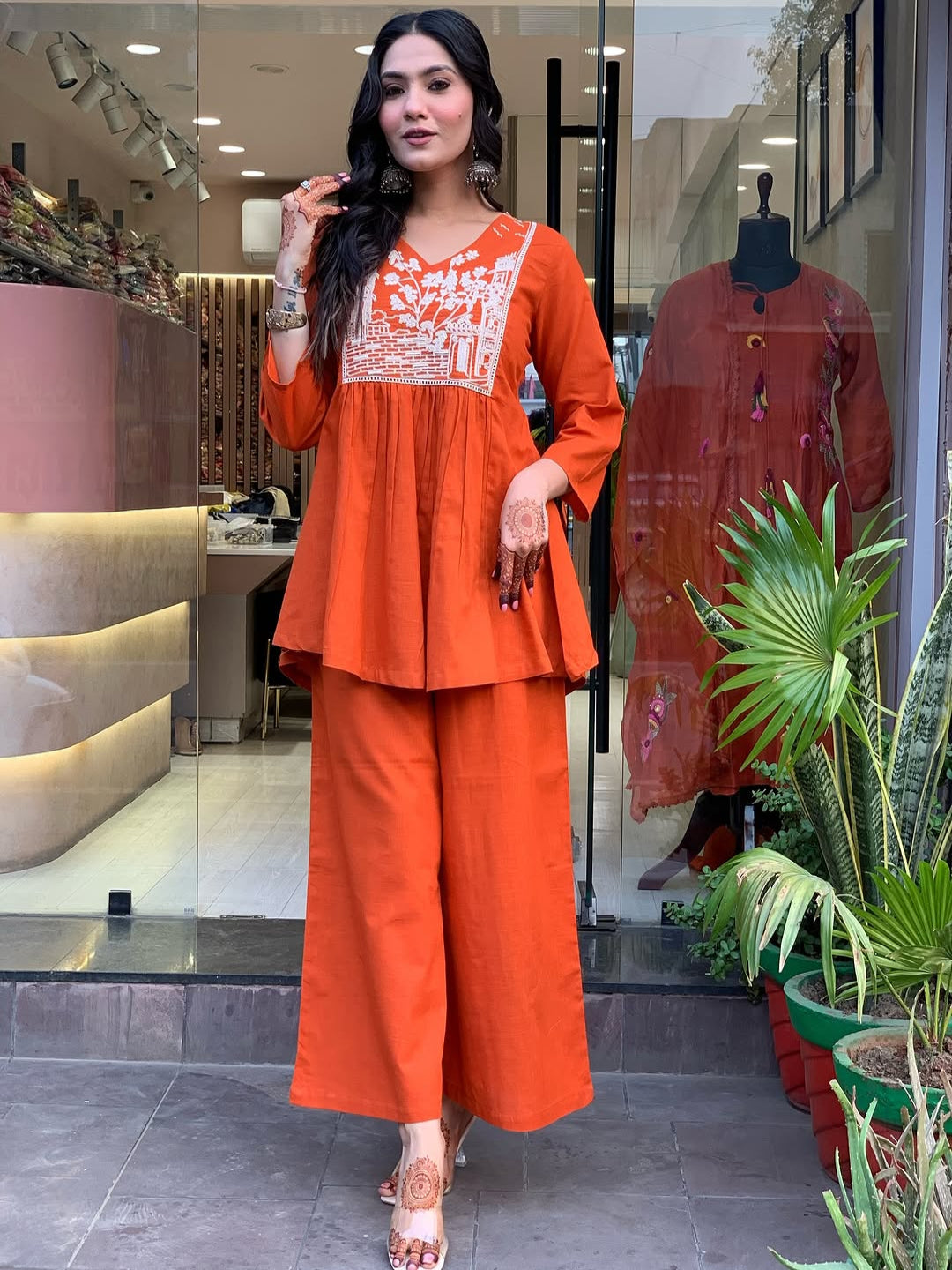 Orange Embellished Co-Ord Sets