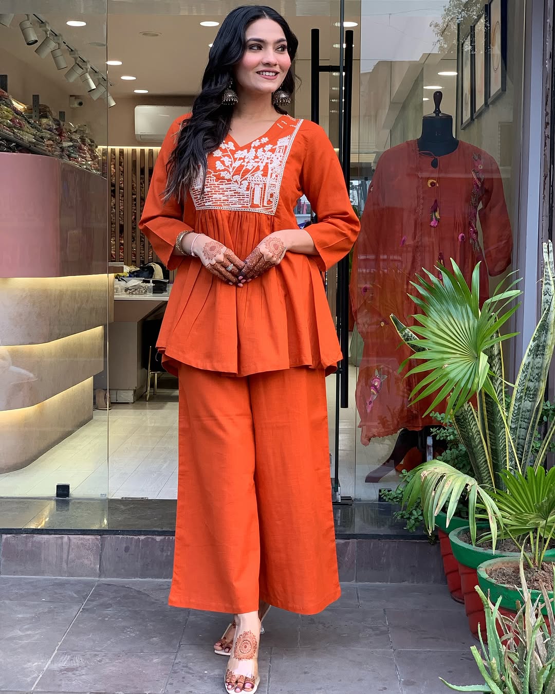 Orange Embellished Co-Ord Sets