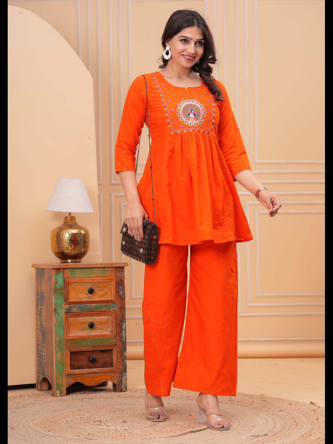 Orange Embellished Co-Ord Sets