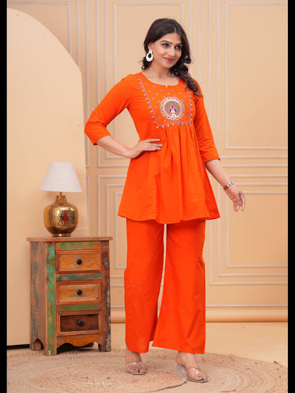 Orange Embellished Co-Ord Sets