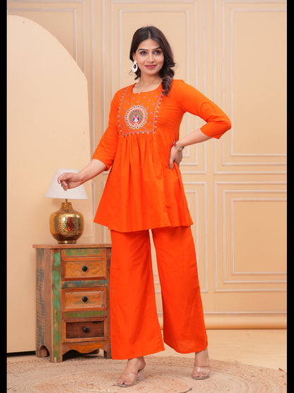 Orange Embellished Co-Ord Sets