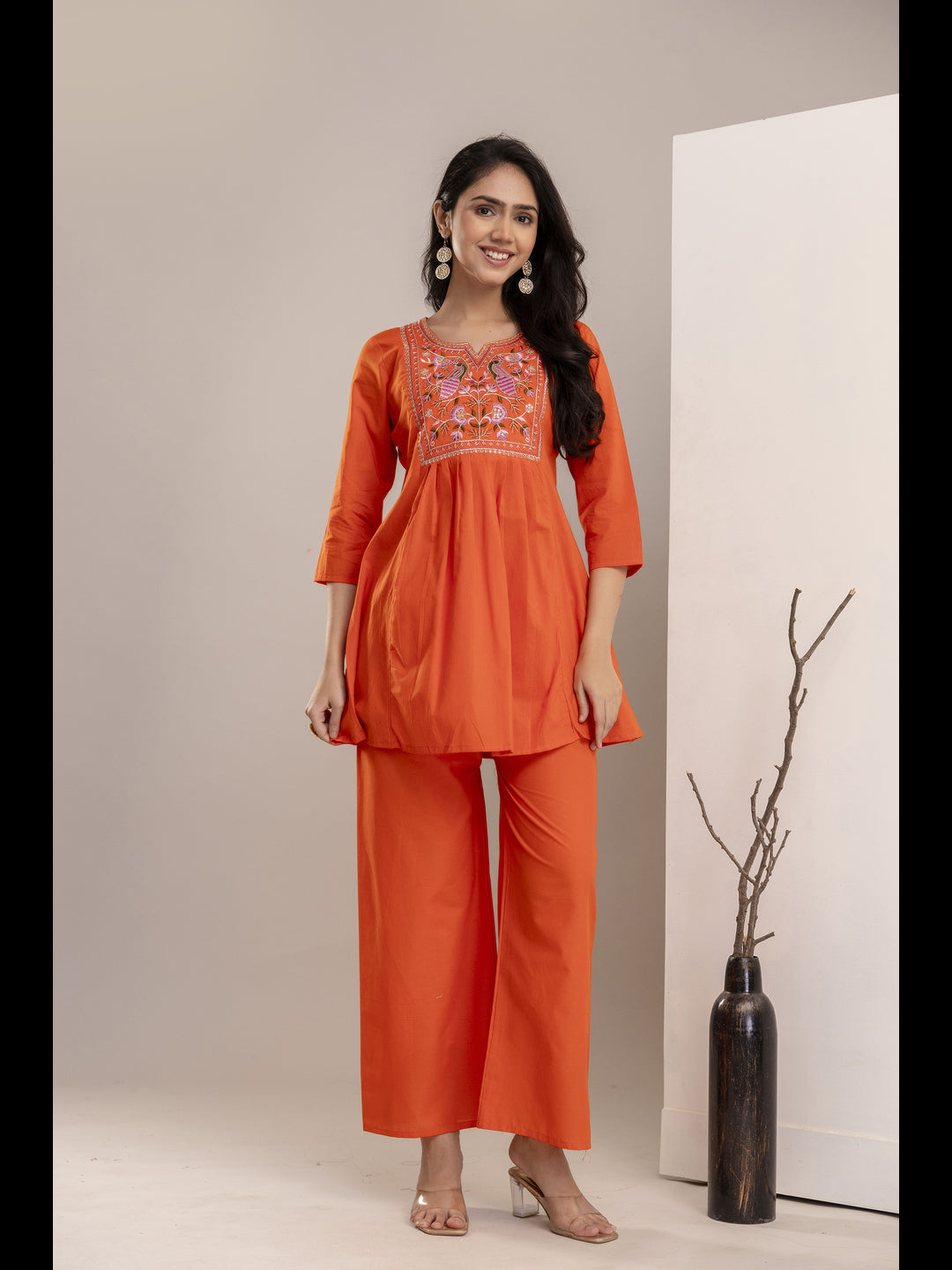 Orange Embellished Co-Ord Sets