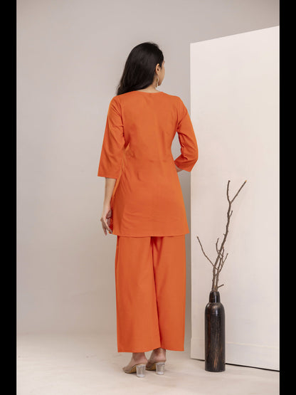 Orange Embellished Co-Ord Sets