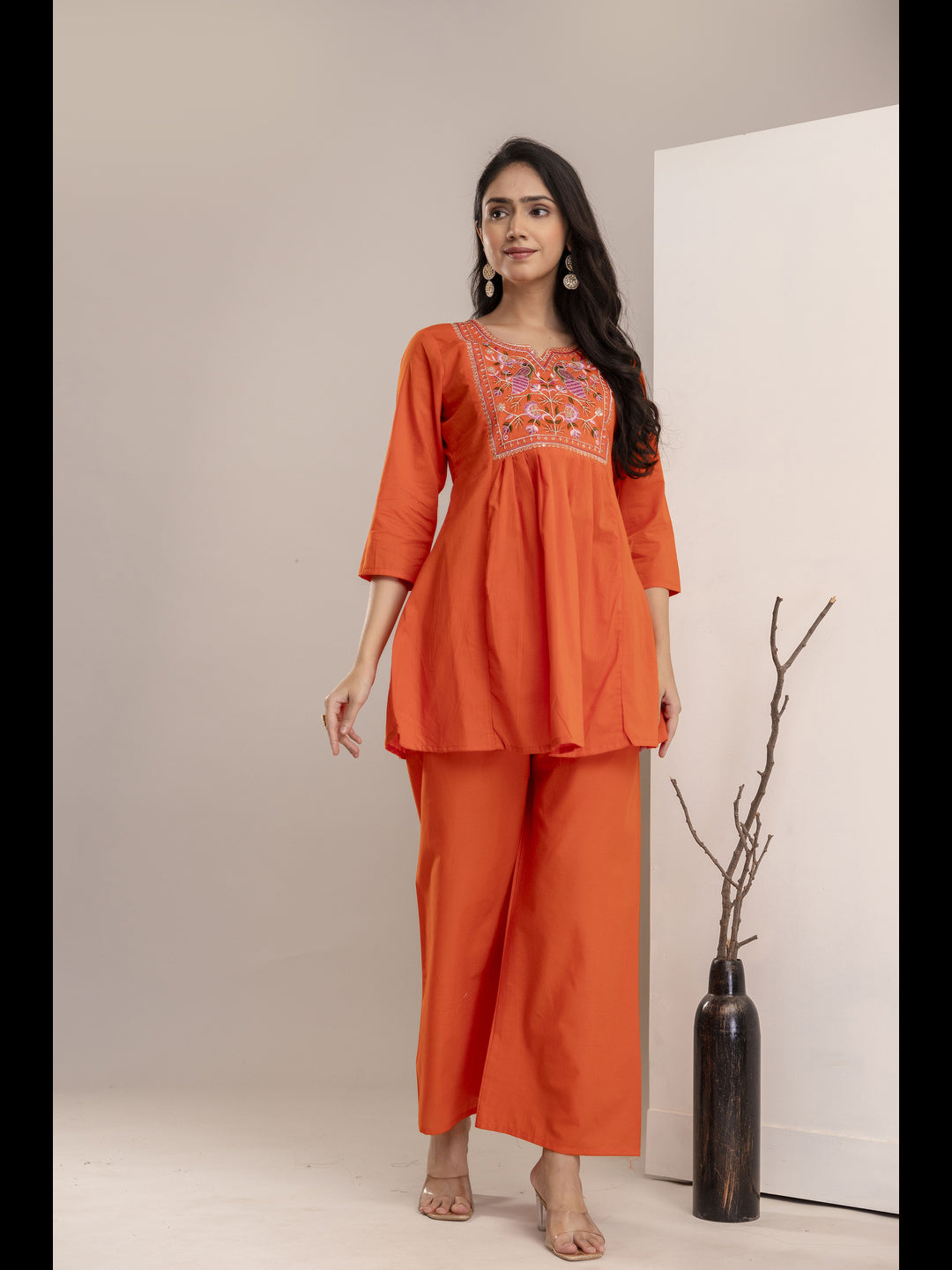 Orange Embellished Co-Ord Sets