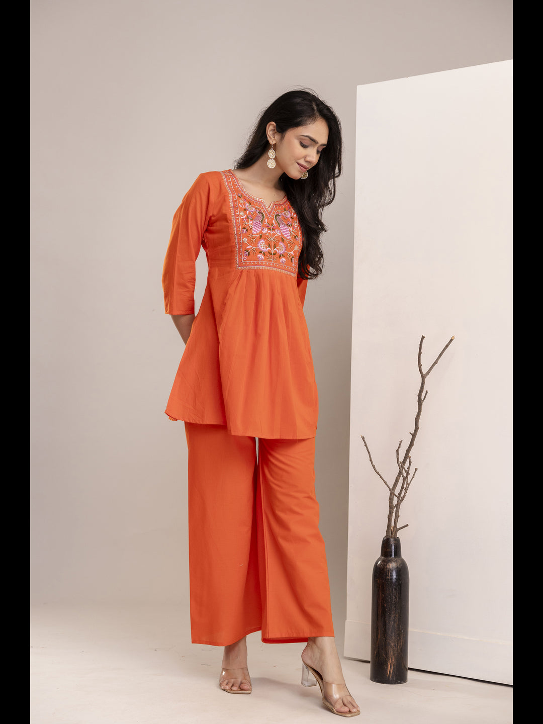 Orange Embellished Co-Ord Sets