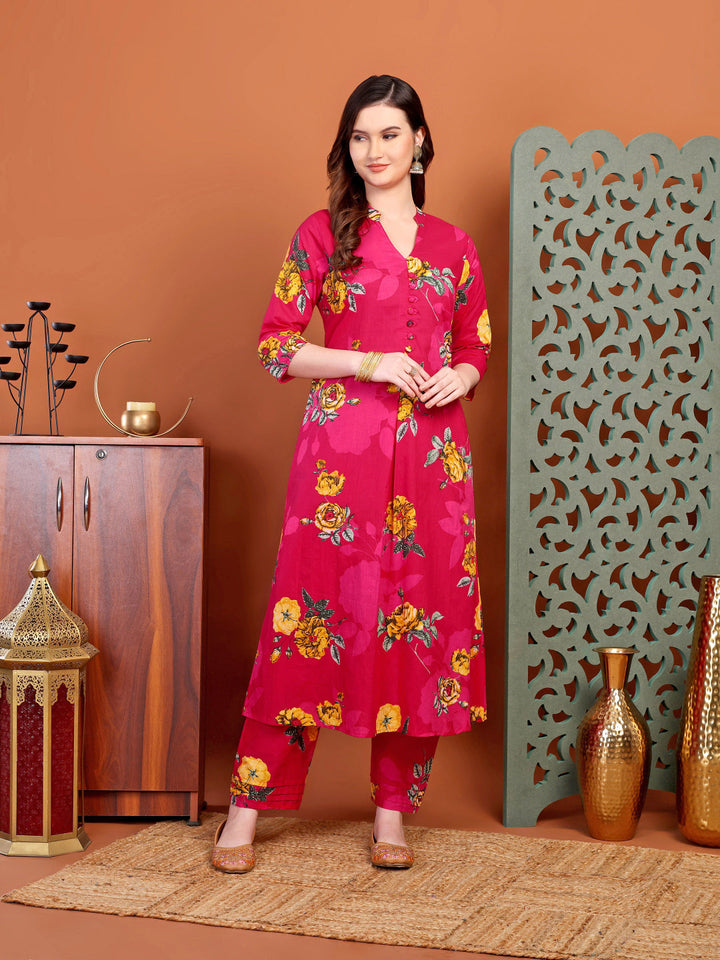 Pink Printed Co-Ord Set For Women