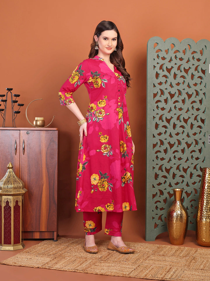 Pink Printed Co-Ord Set For Women