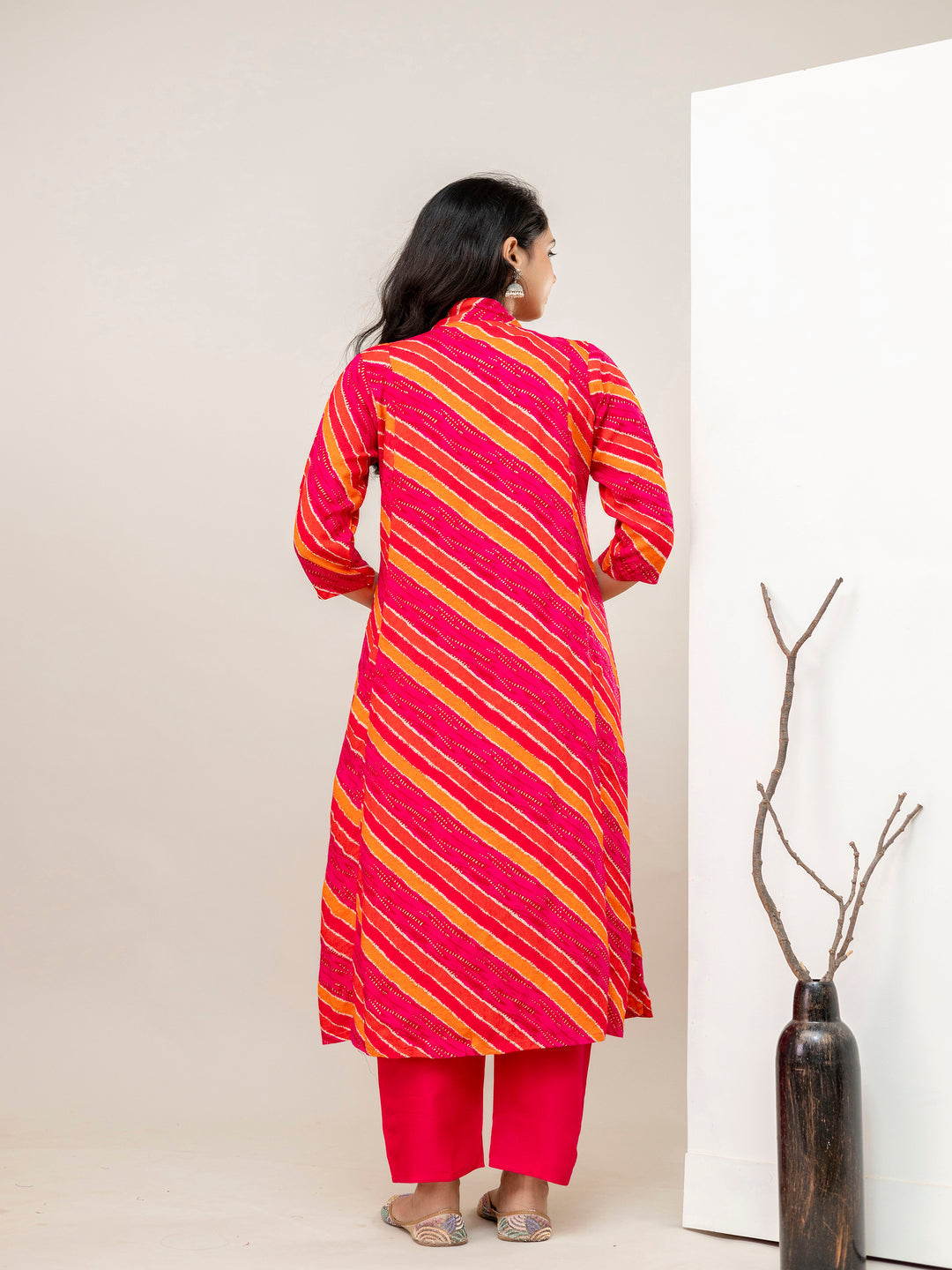 Pink Aline Rayon Printed Kurta With Pant And Dupatta
