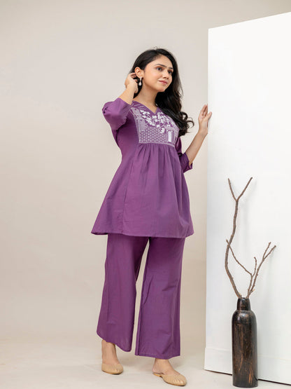 Purple Embellished Co-Ord Sets