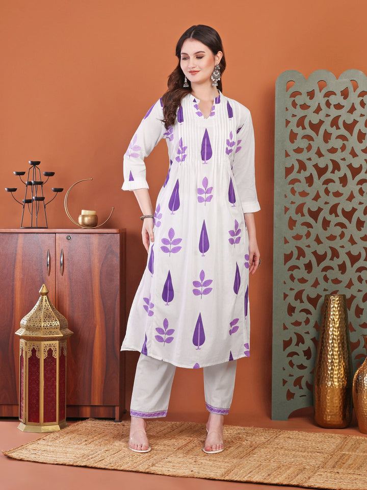 White Printed Co-Ord Set For Women