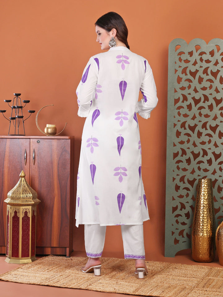 White Printed Co-Ord Set For Women