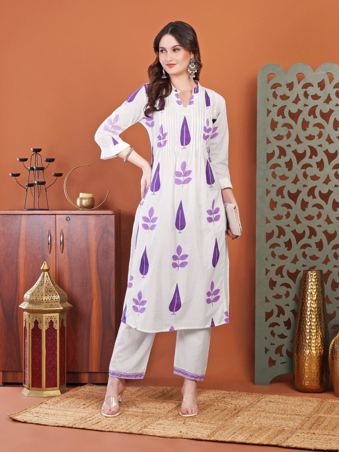 White Printed Co-Ord Set For Women